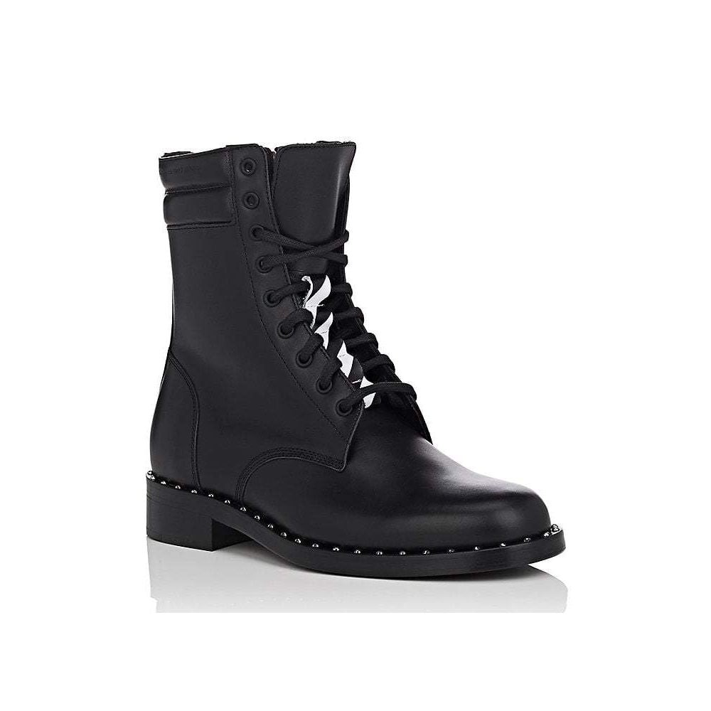 Off-White Studded Calfskin Lace-Up Ankle Boots EU38 | US8