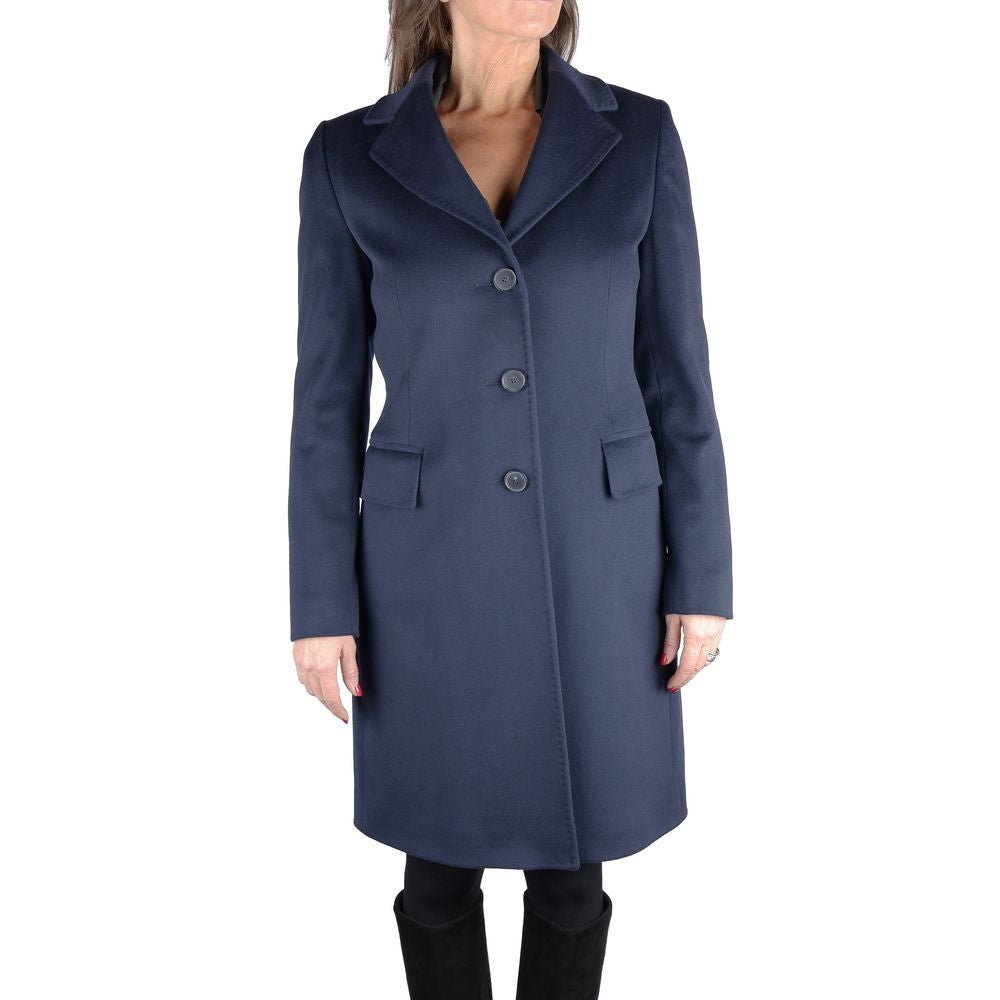 Made in Italy Blue Wool Women Coat IT52 | XXL