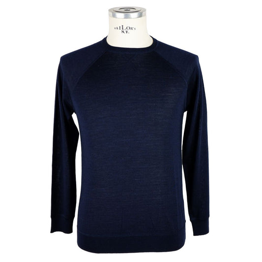 Emilio Romanelli Elegant Blue Cashmere Blend Crewneck Sweater IT50 | M-L