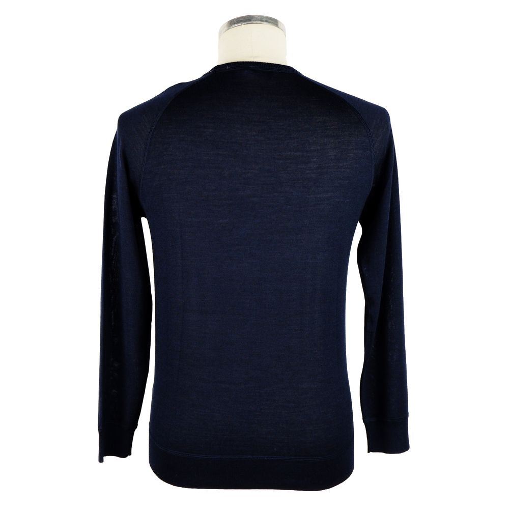 Emilio Romanelli Elegant Blue Cashmere Blend Crewneck Sweater IT50 | M-L