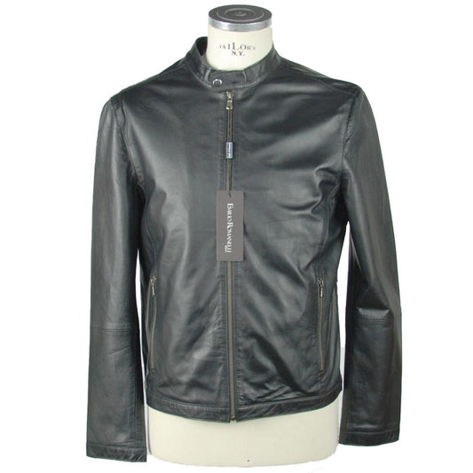 Emilio Romanelli Sleek Leather Black Jacket IT46 | S