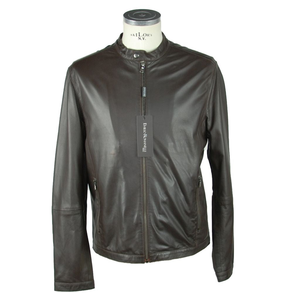 Emilio Romanelli Elegant Leather Jacket IT56 | 3XL