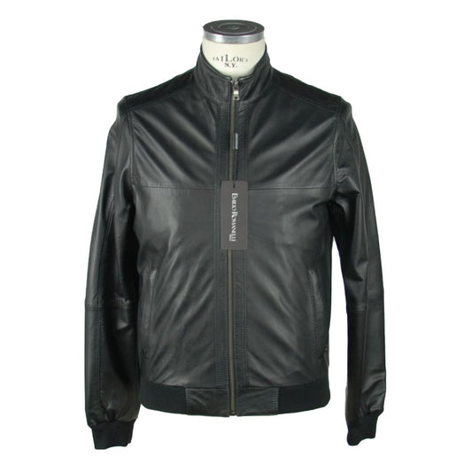 Emilio Romanelli Sleek Black Leather Jacket For Men IT46 | S