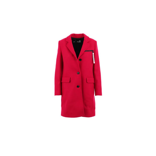 Love Moschino Chic Pink Woolen Coat with Logo Details IT42 | M