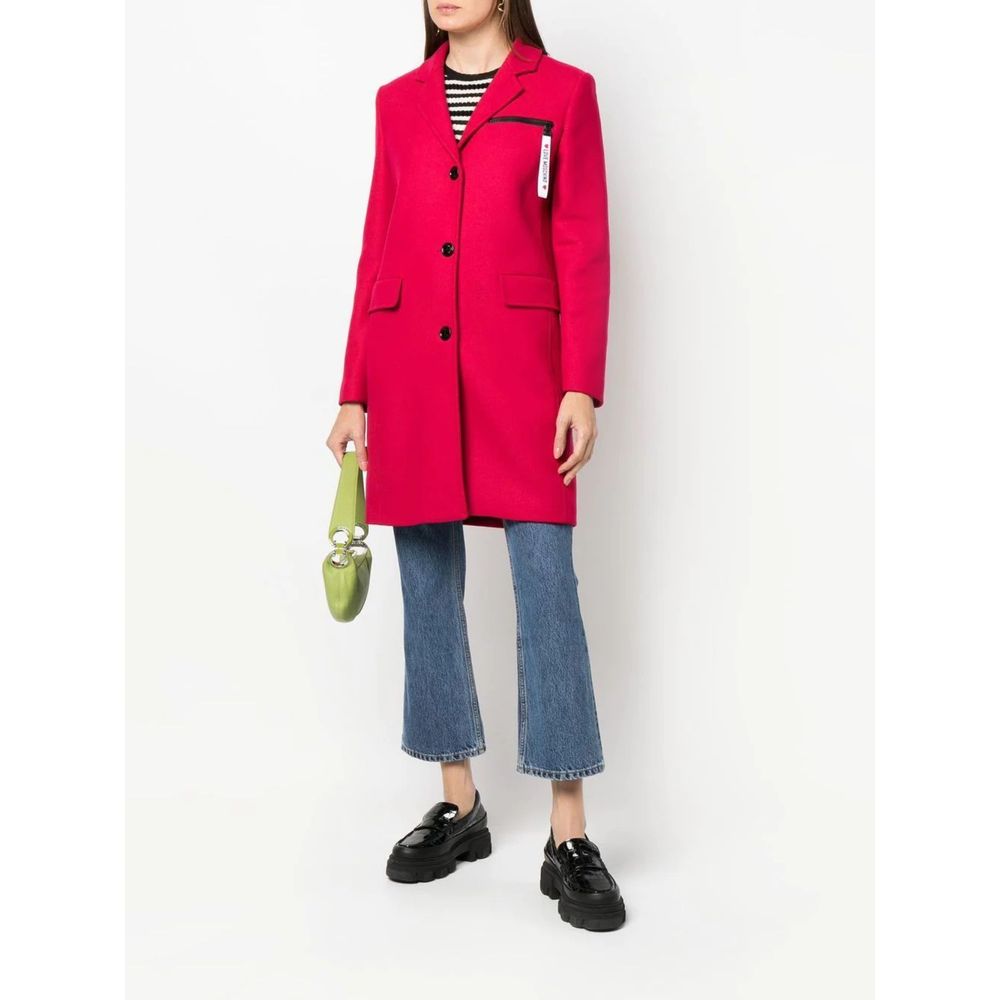 Love Moschino Chic Pink Woolen Coat with Logo Details IT42 | M