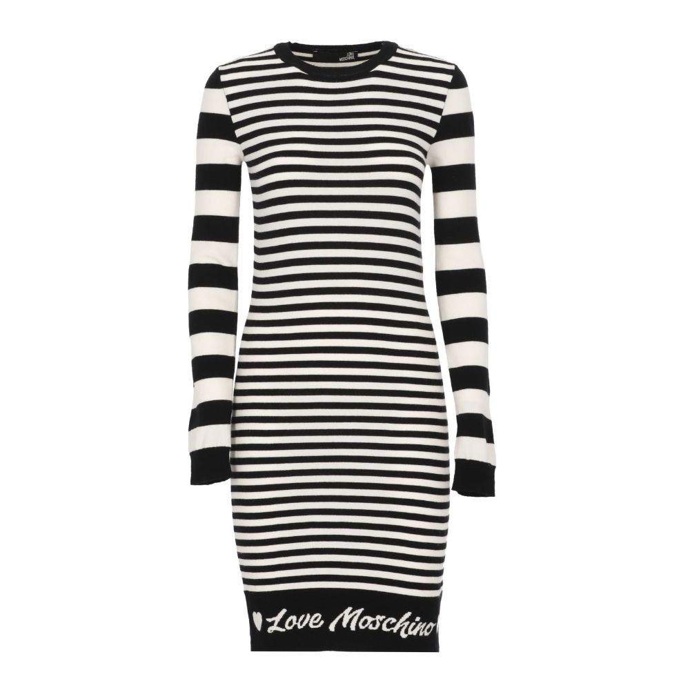 Love Moschino Elegant Striped Knit Dress with Long Sleeves IT40 | S