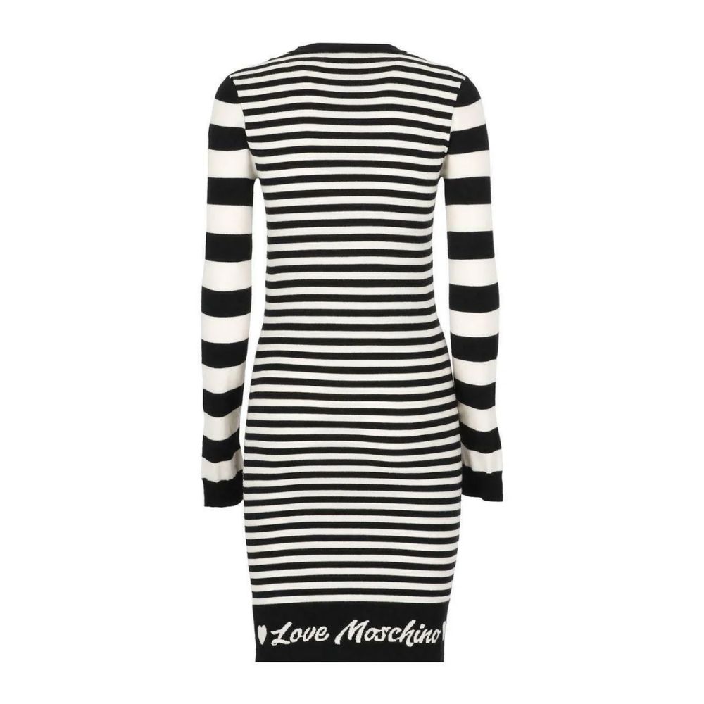 Love Moschino Elegant Striped Knit Dress with Long Sleeves IT40 | S