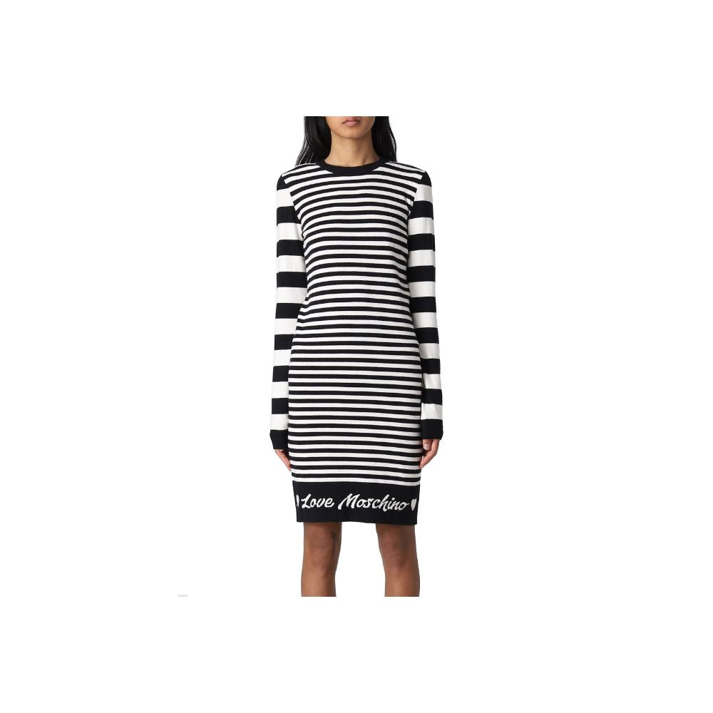 Love Moschino Elegant Striped Knit Dress with Long Sleeves IT40 | S