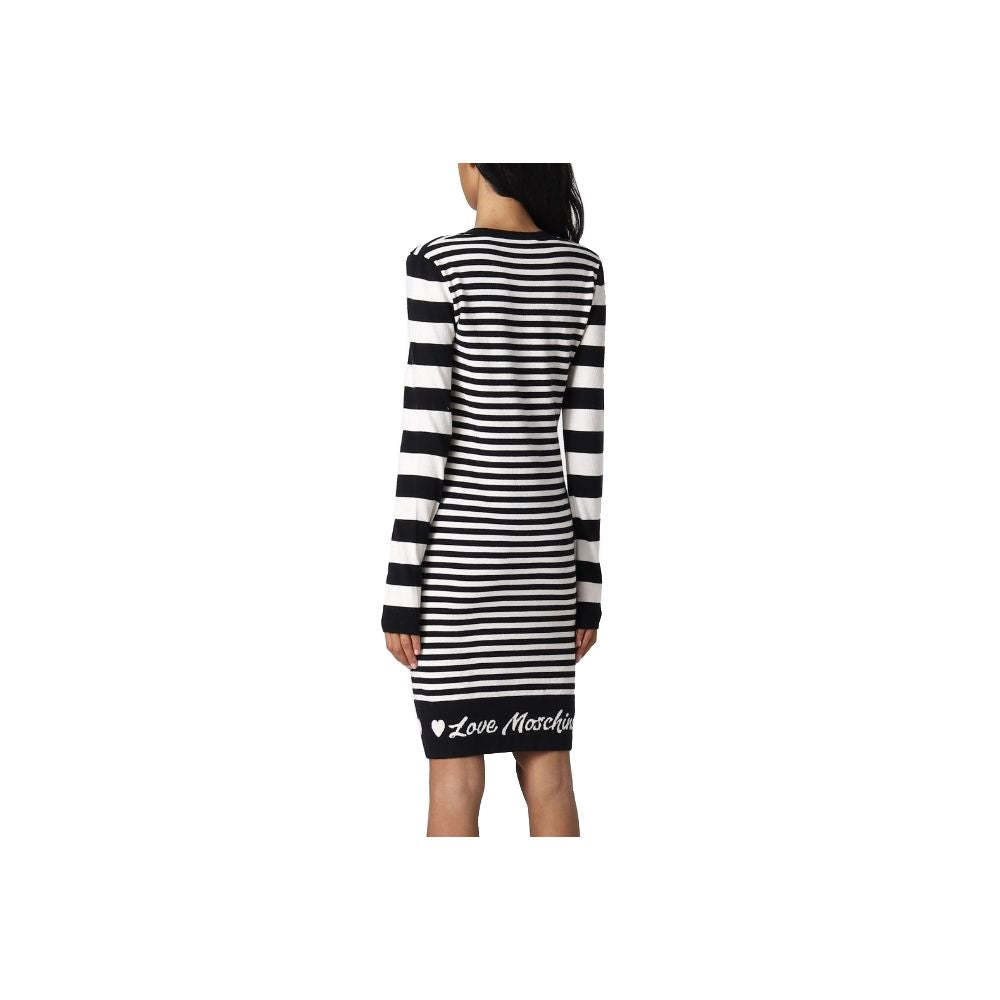 Love Moschino Elegant Striped Knit Dress with Long Sleeves IT40 | S