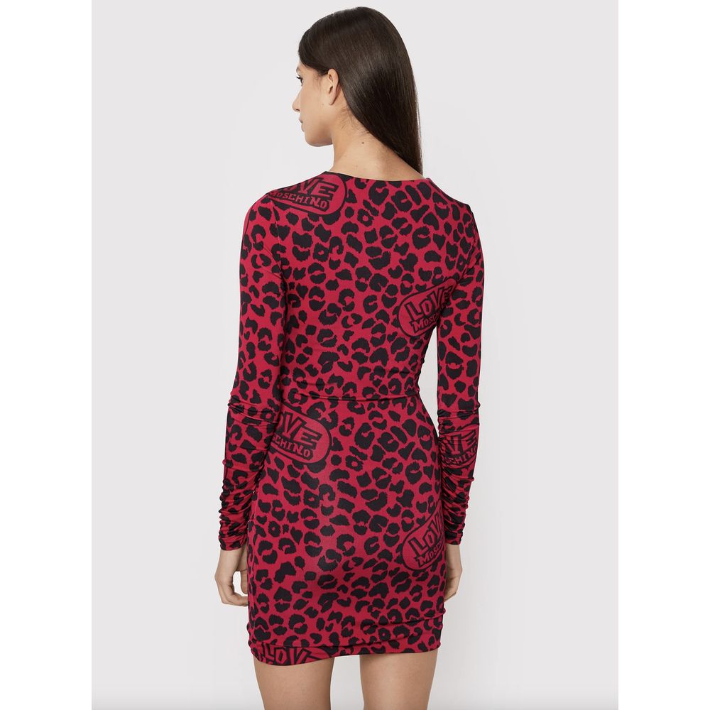 Love Moschino Chic Leopard Texture Dress in Pink and Black IT40 | S