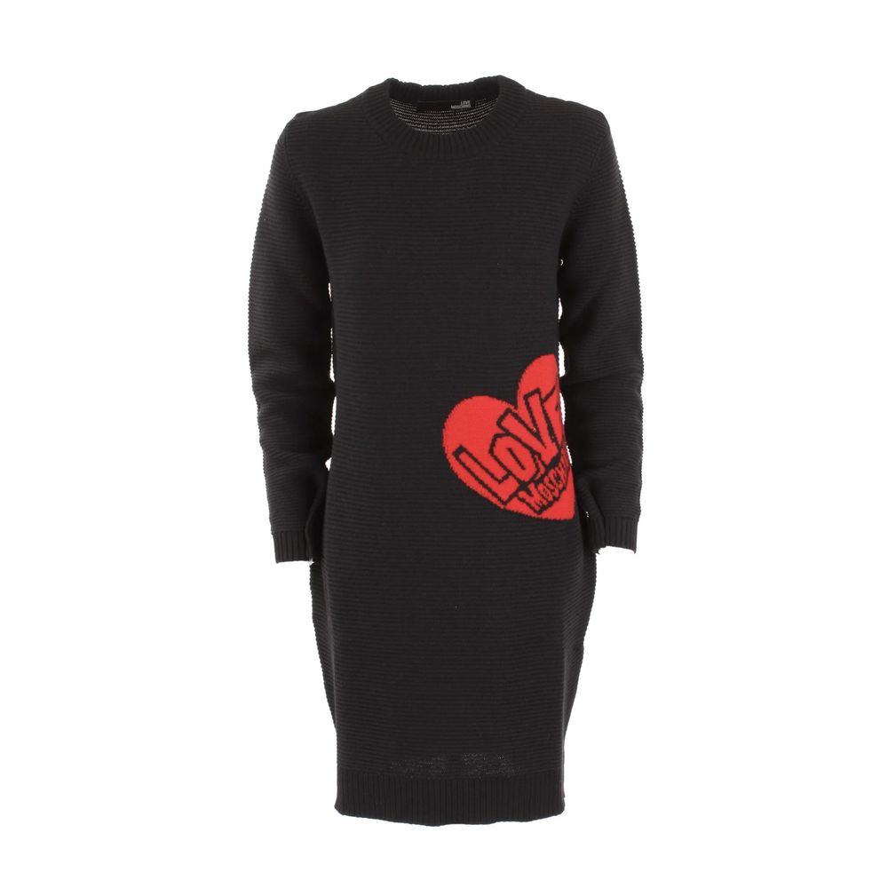 Love Moschino Chic Heart Pattern Knit Wool-Blend Dress IT44 | L