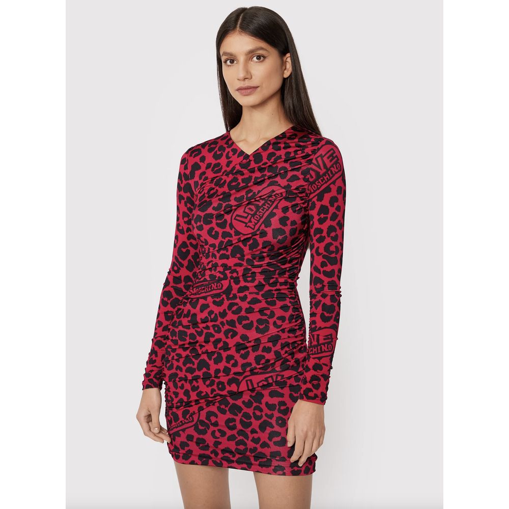 Love Moschino Chic Leopard Texture Dress in Pink and Black IT40 | S