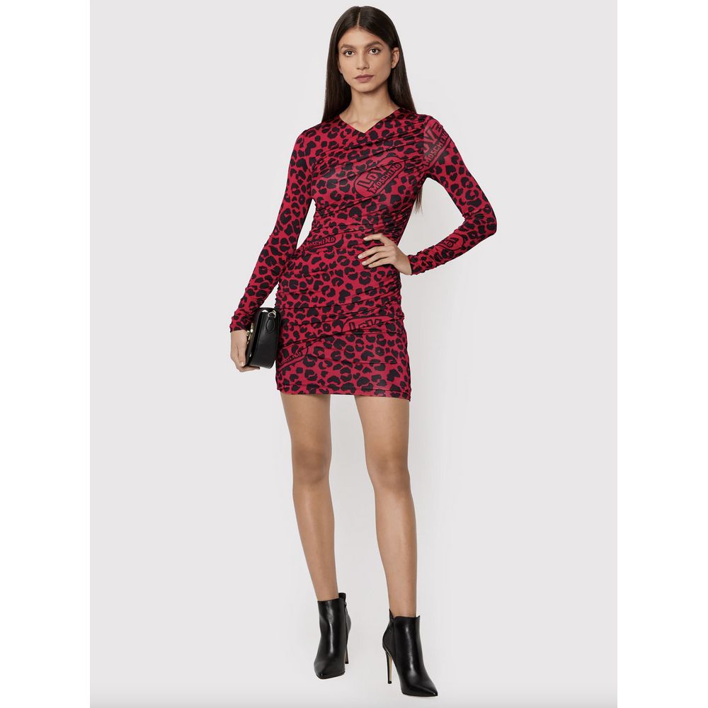 Love Moschino Chic Leopard Texture Dress in Pink and Black IT40 | S