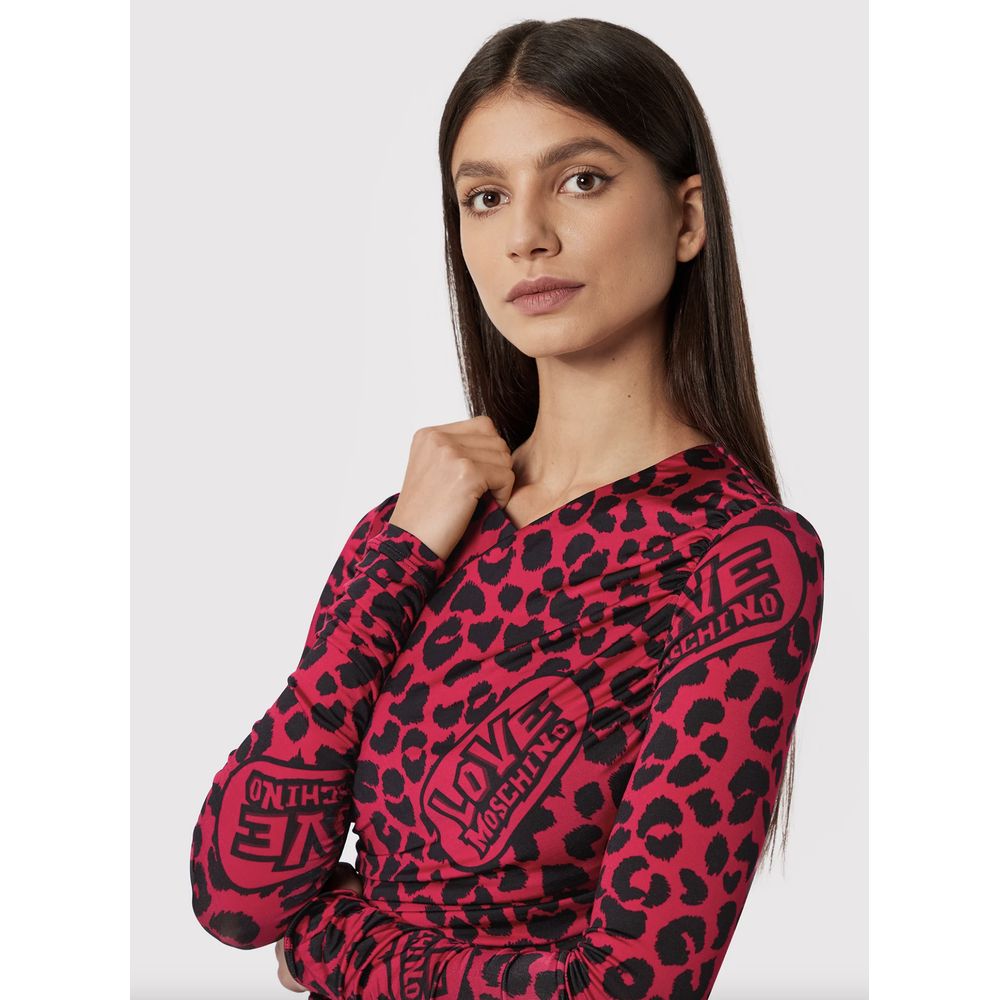 Love Moschino Chic Leopard Texture Dress in Pink and Black IT40 | S