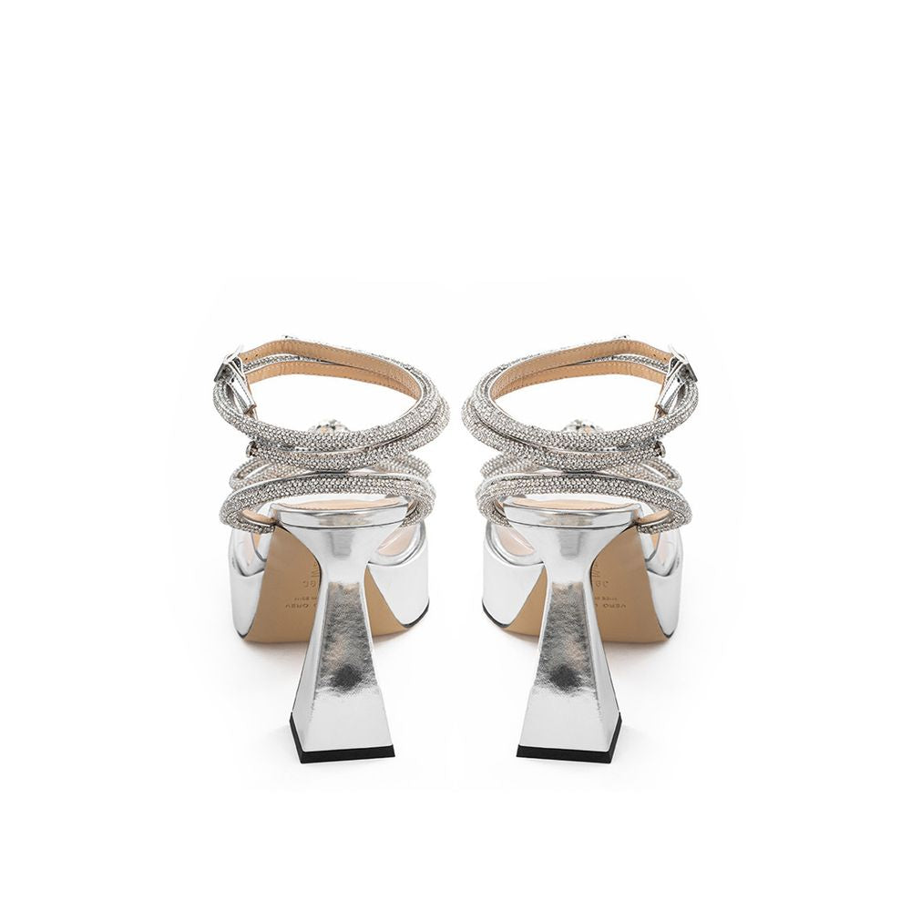 MACH & MACH Elegant Silver Leather Platforms  EU39.5 | US9.5