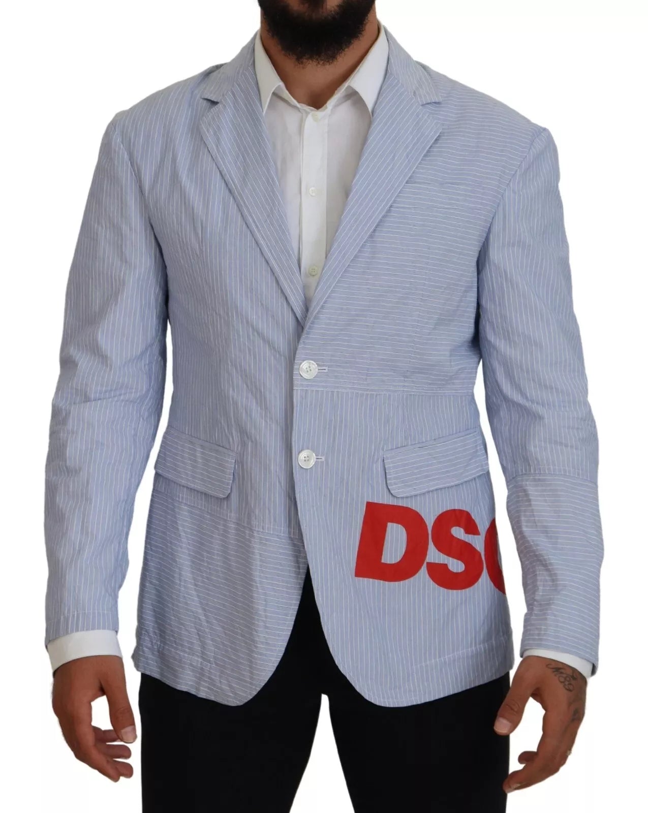 Dsquared² Blue Striped Single Breasted Formal Coat Blazer IT48 | M