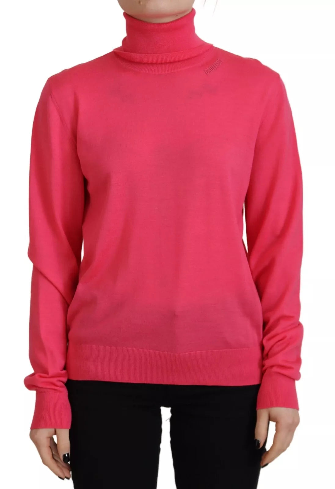 Dsquared² Pink Solid Long Sleeve Turtle Neck Casual Sweater IT38 | XS