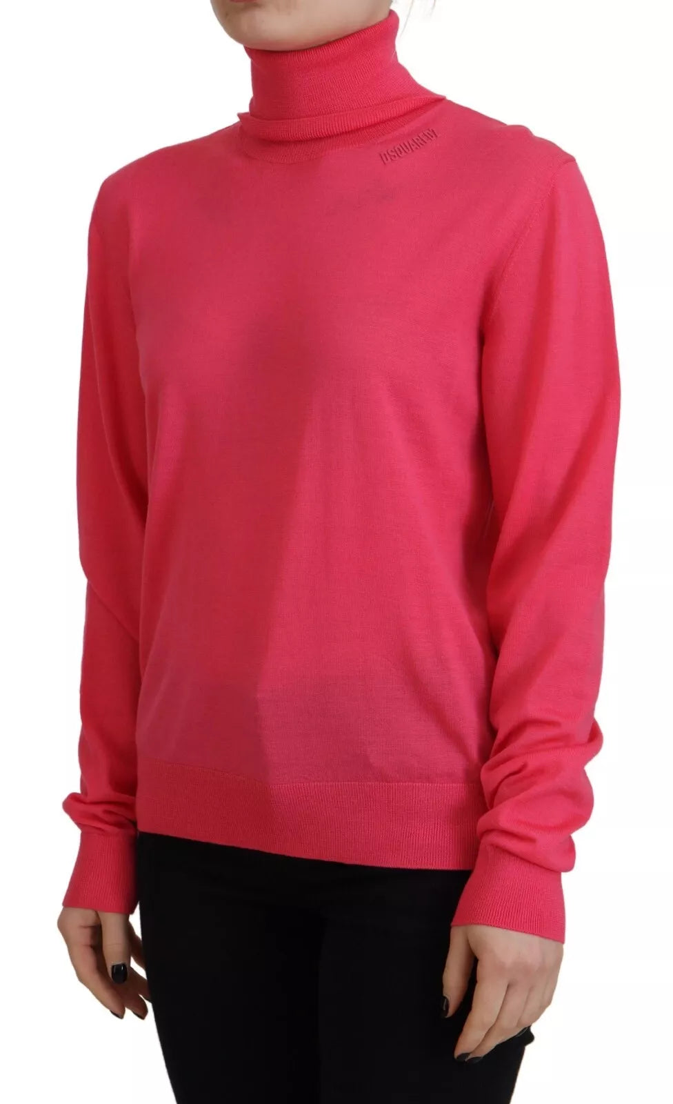 Dsquared² Pink Solid Long Sleeve Turtle Neck Casual Sweater IT38 | XS