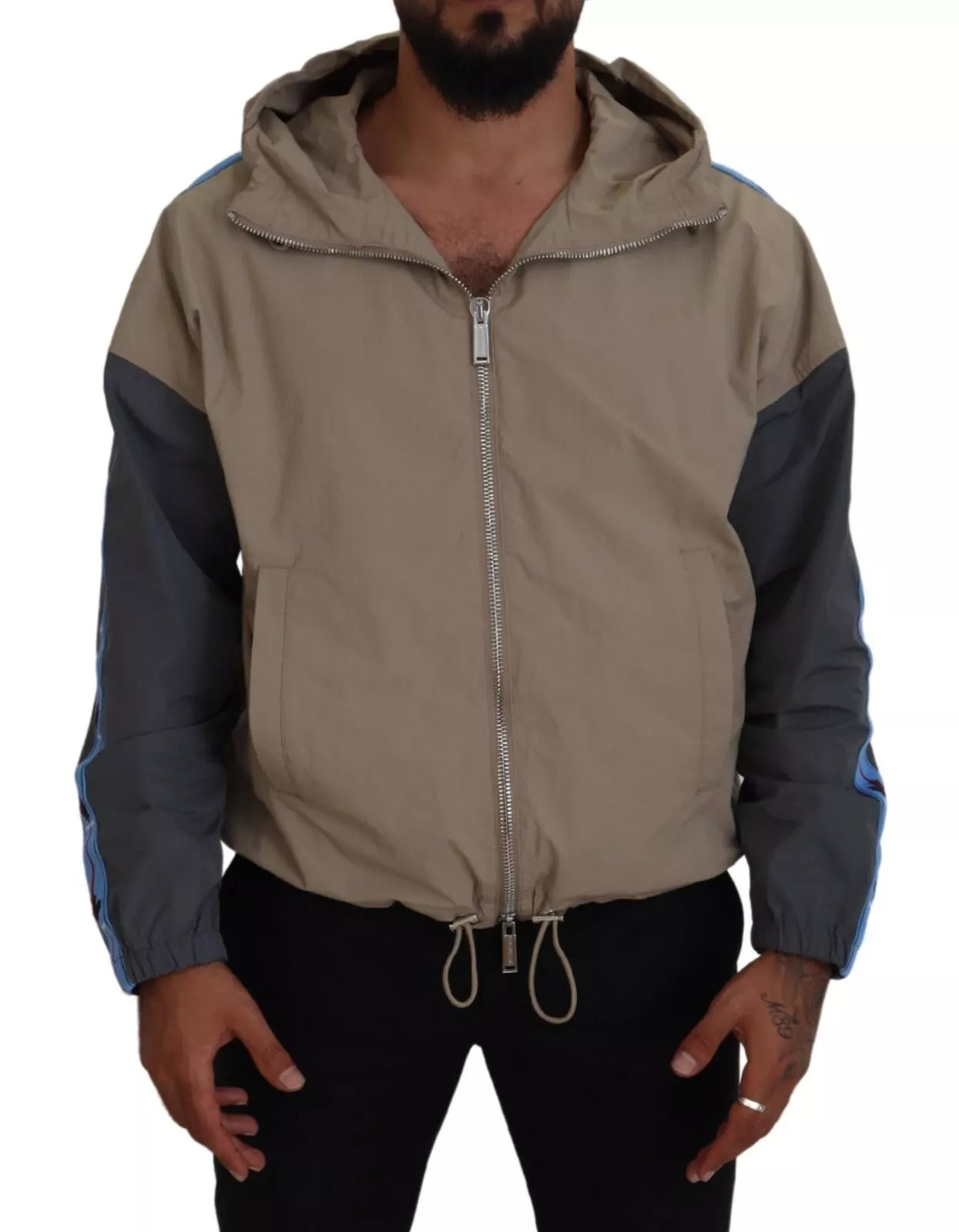 Dsquared² Brown Gray Sleeves Hooded Full Zip Jacket IT48 | M