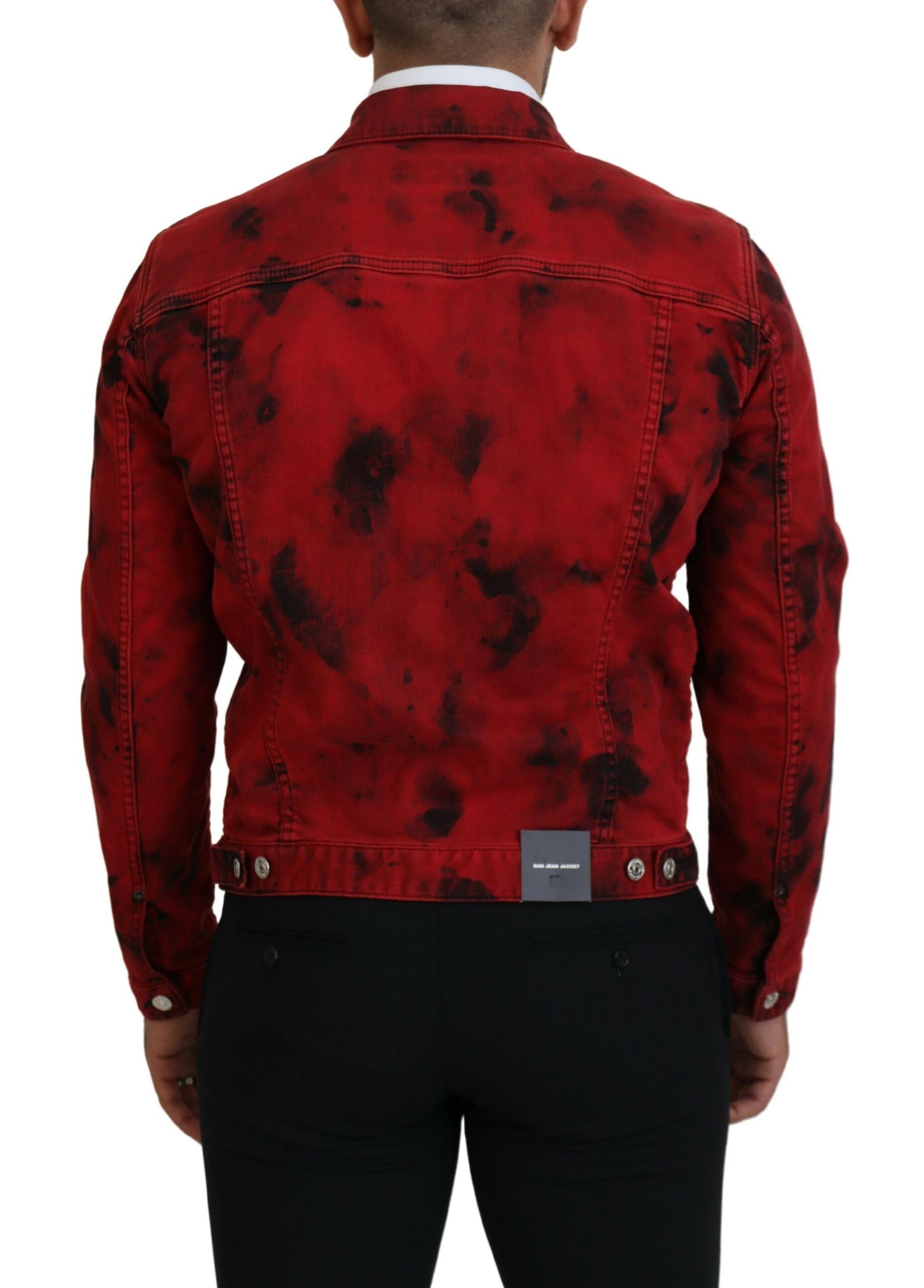 Dsquared² Red Black Tie Dye Collared Men Denim Jacket IT48 | M