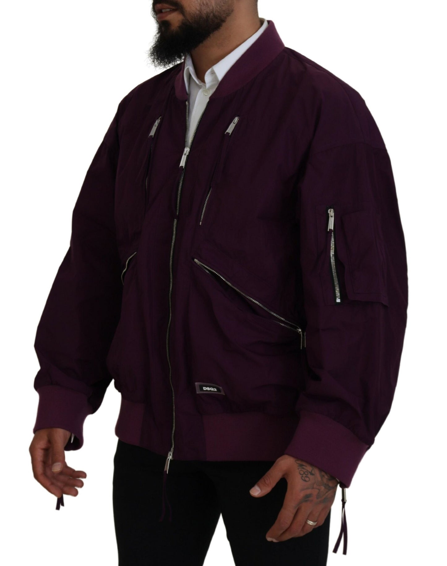 Dsquared² Purple Polyester Full Zipper Bomber Jacket IT48 | M