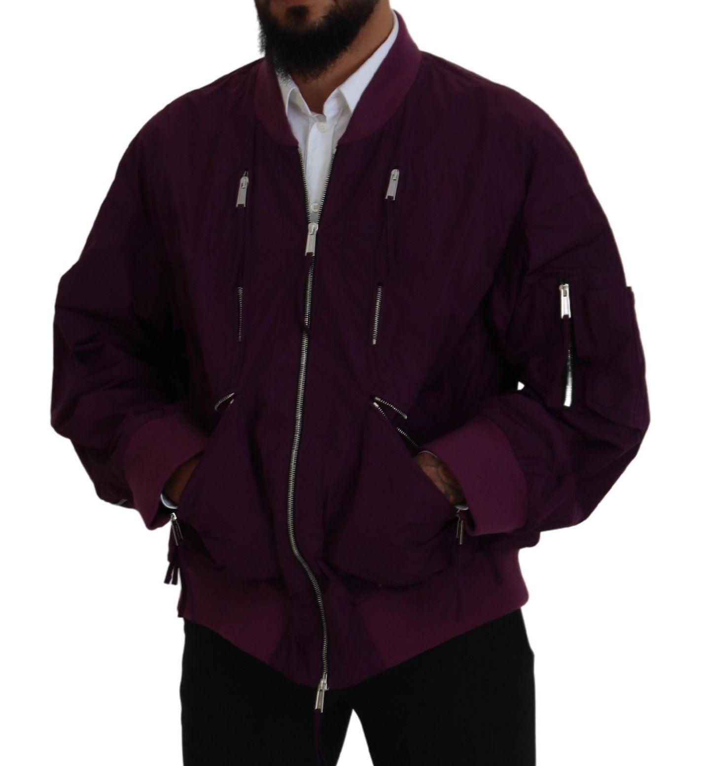 Dsquared² Purple Polyester Full Zipper Bomber Jacket IT48 | M