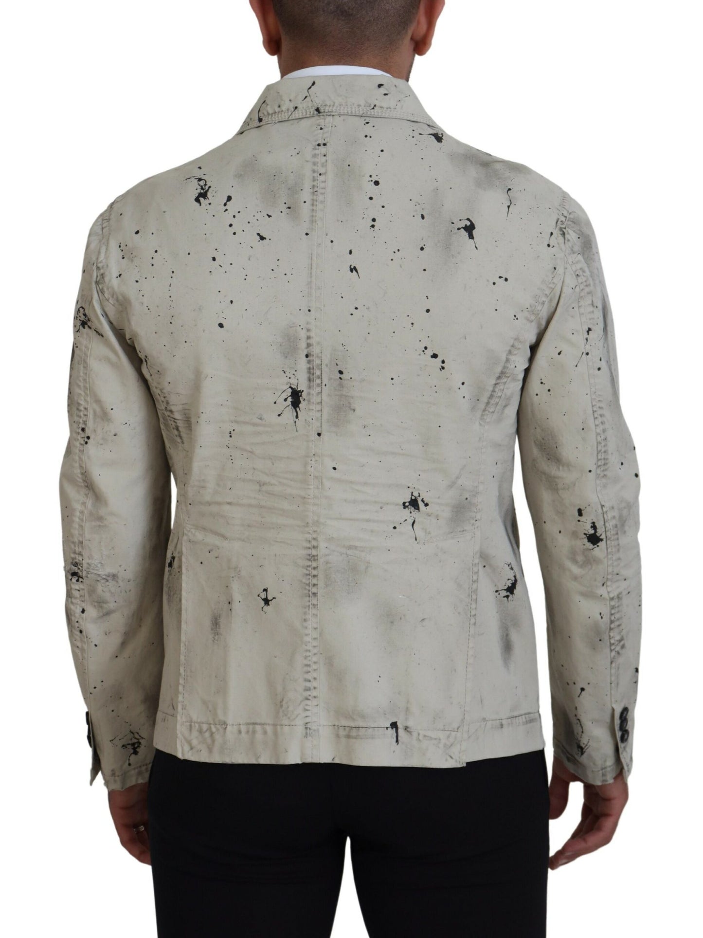 Dsquared² Off White Black Splash Print Casual Denim Jacket IT48 | M