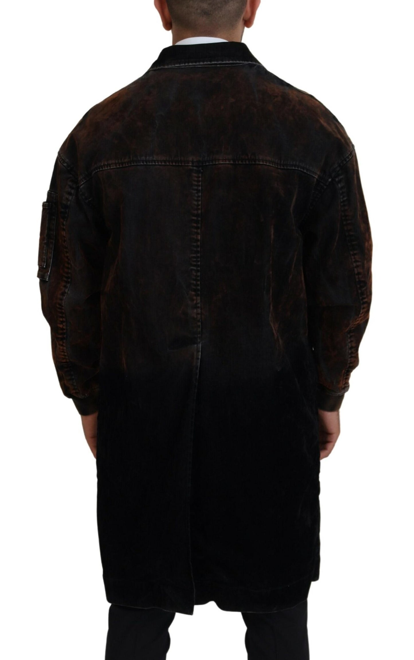 Dsquared² Brown Full Button Men Long Coat Cotton Jacket IT48 | M