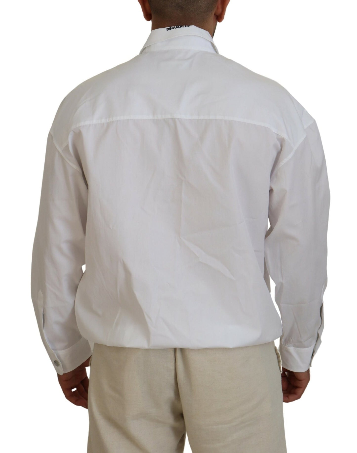 Dsquared² White Cotton Collared Casual Men Long Sleeves Jacket IT48 | M