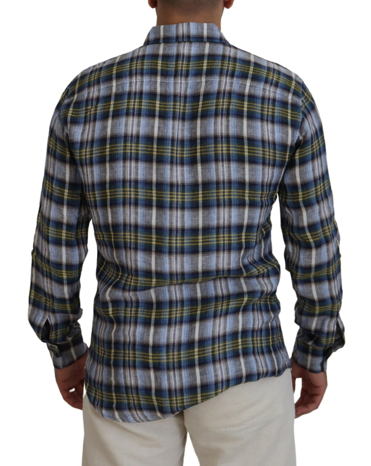 Dsquared² Multicolor Checkered Casual Men Long Sleeves Shirt IT48 | M