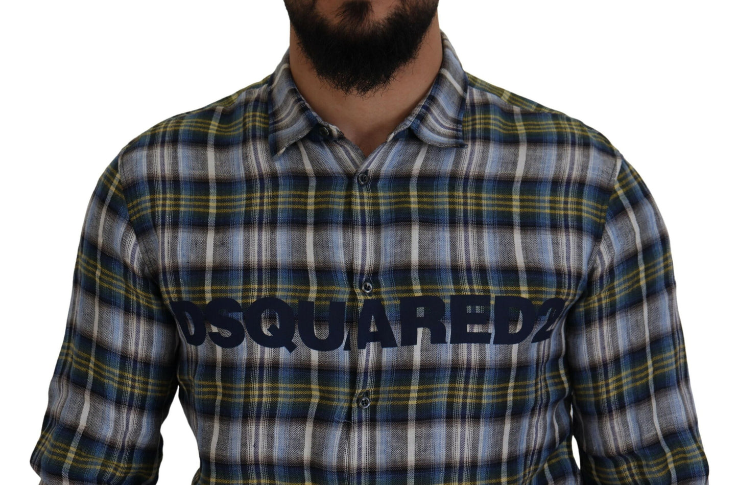 Dsquared² Multicolor Checkered Casual Men Long Sleeves Shirt IT48 | M