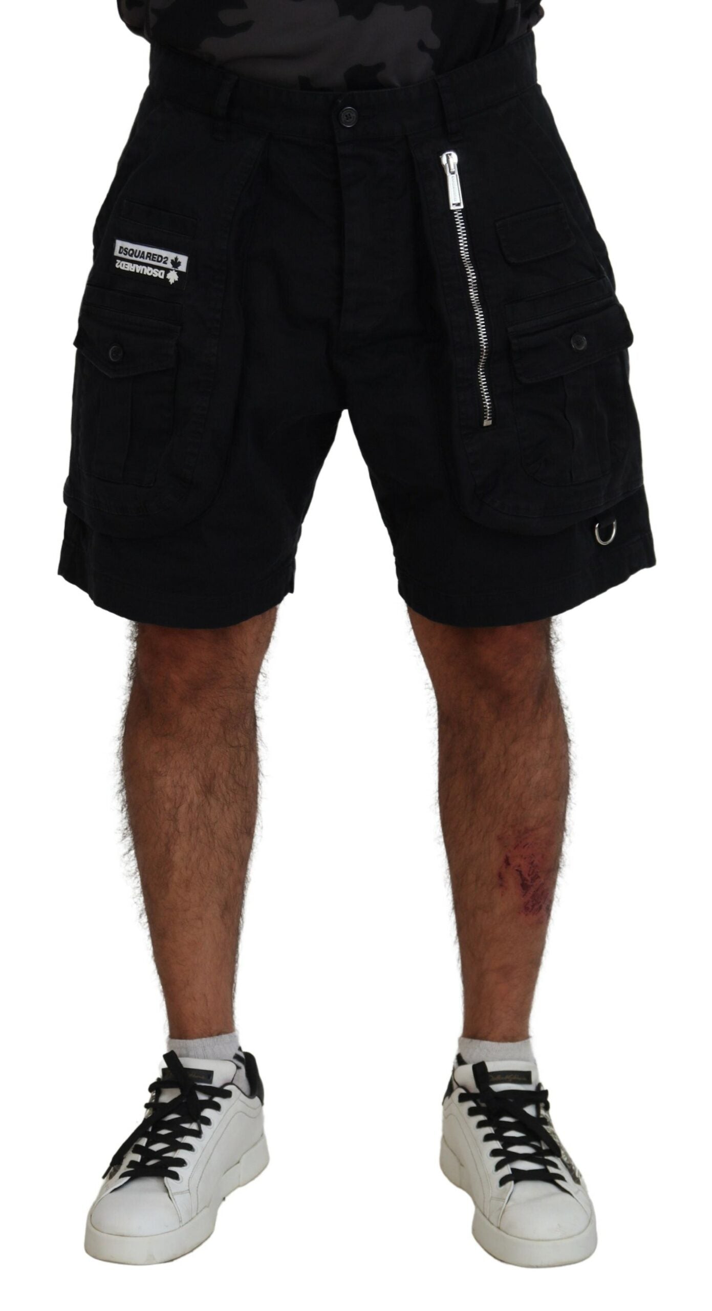 Dsquared² Black Cotton Cargo Boxer Above Knee Shorts IT48 | M