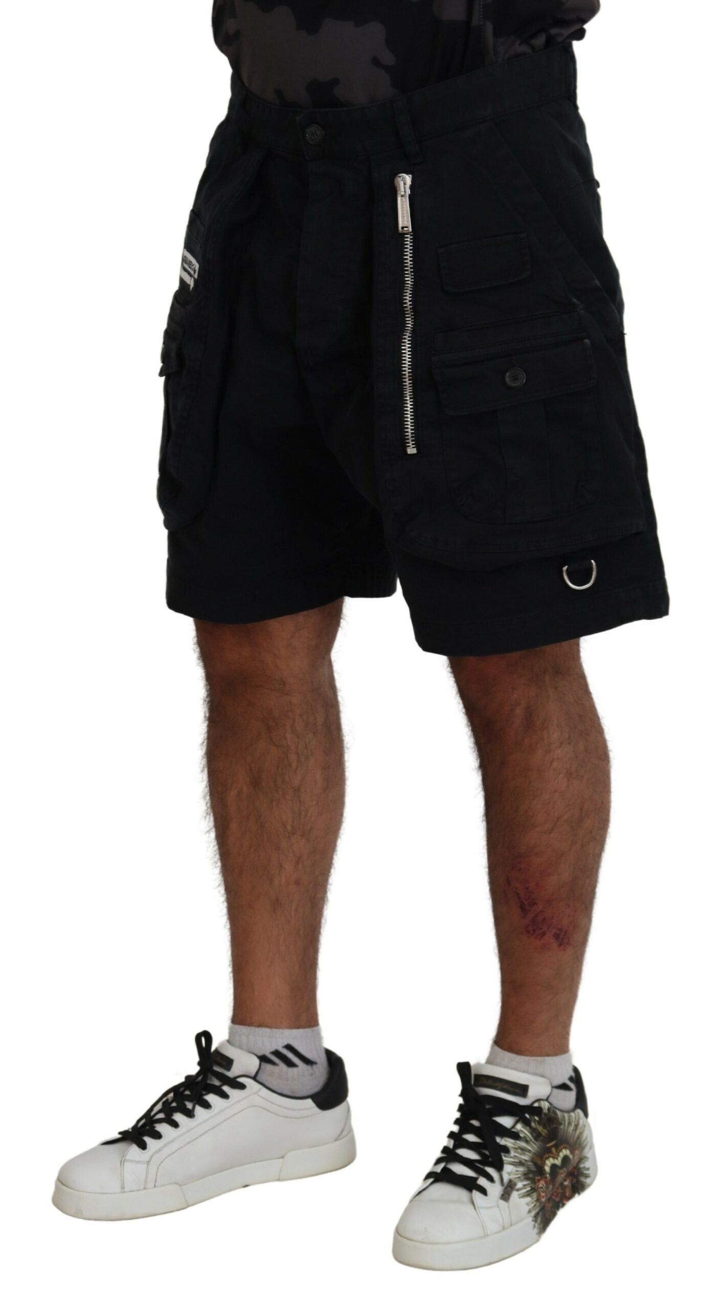 Dsquared² Black Cotton Cargo Boxer Above Knee Shorts IT48 | M