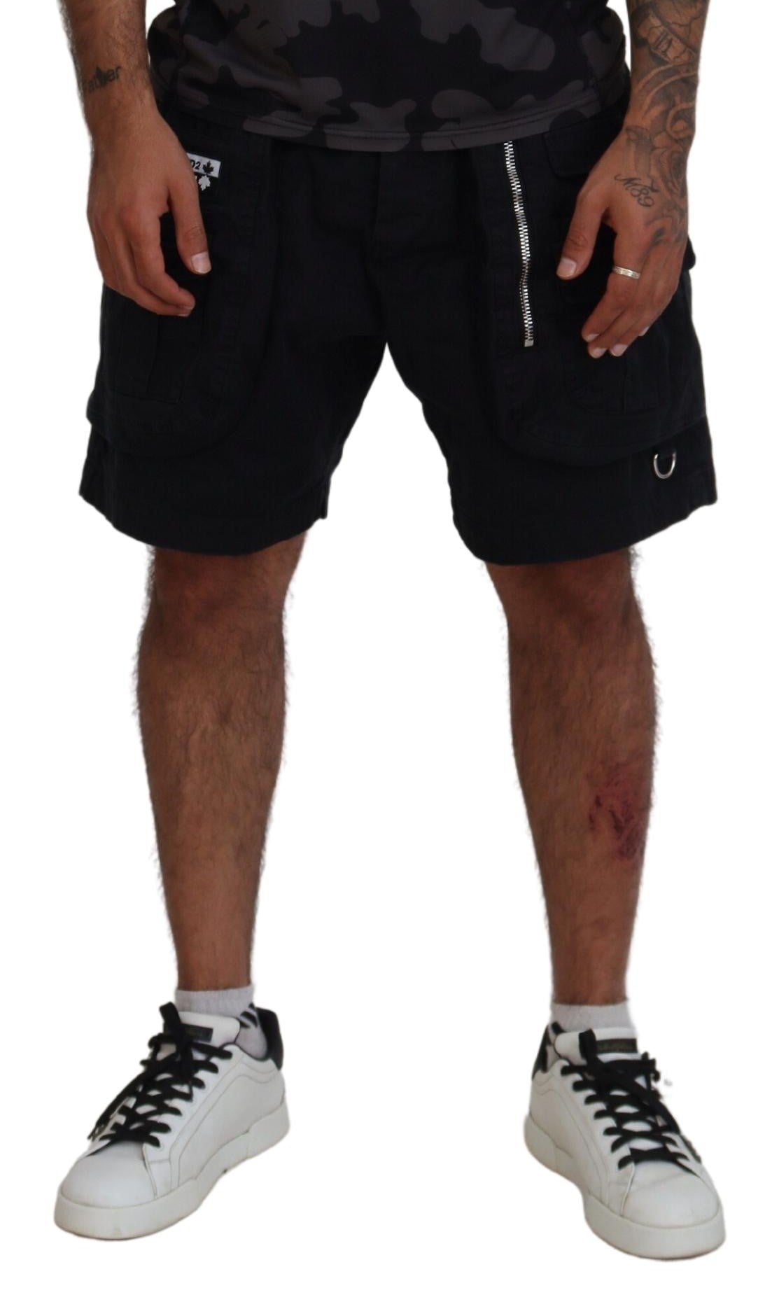 Dsquared² Black Cotton Cargo Boxer Above Knee Shorts IT48 | M