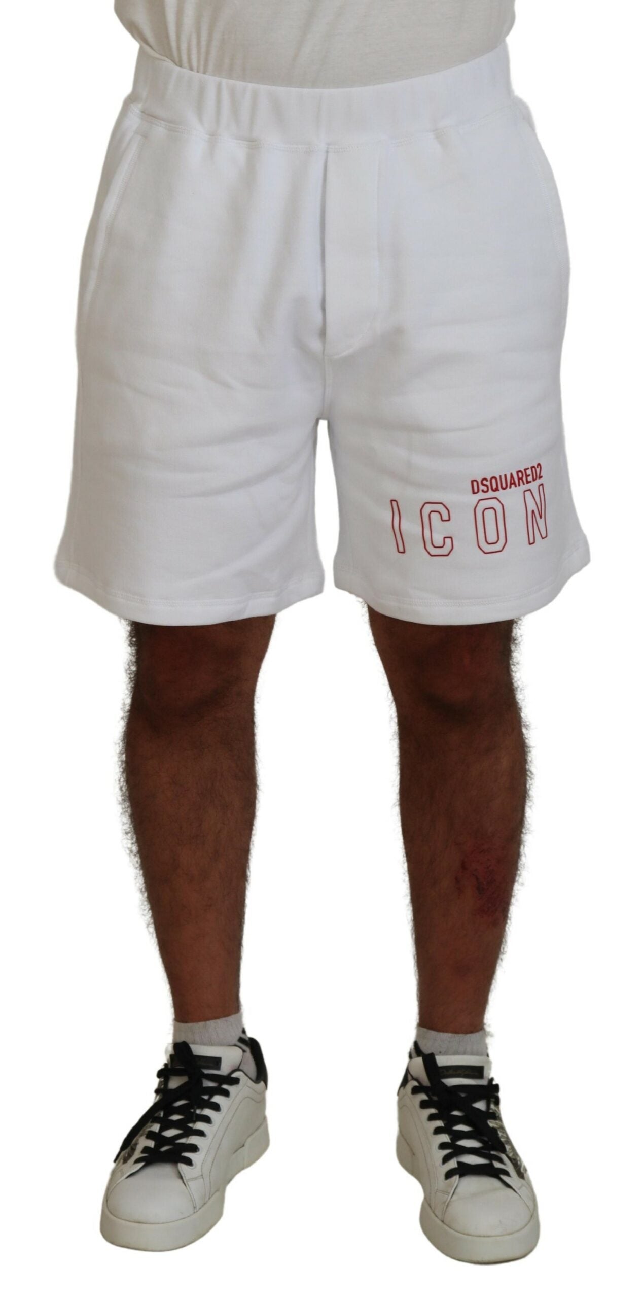 Dsquared² White Printed Pull On Men Casual Bermuda Shorts IT48 | M