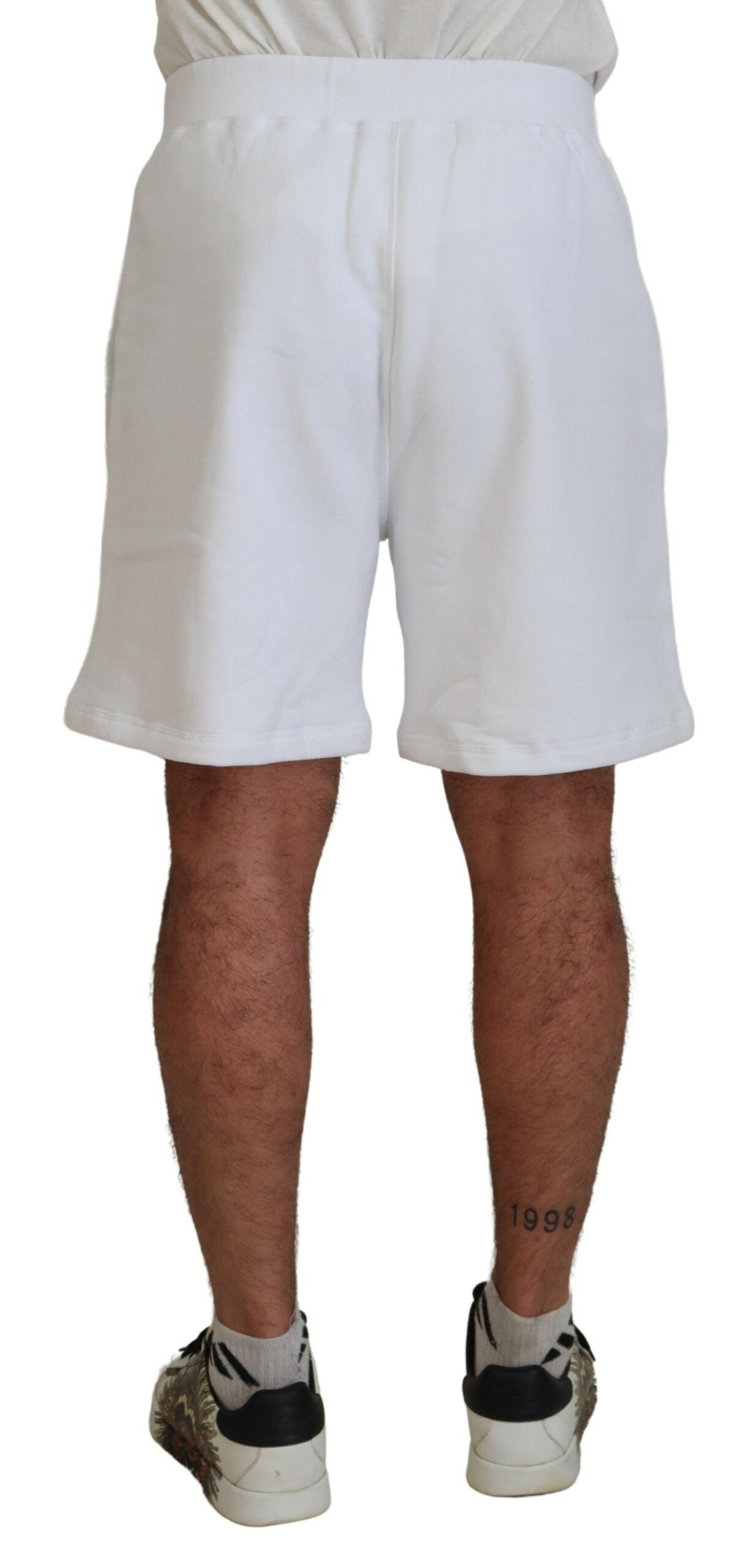 Dsquared² White Printed Pull On Men Casual Bermuda Shorts IT48 | M