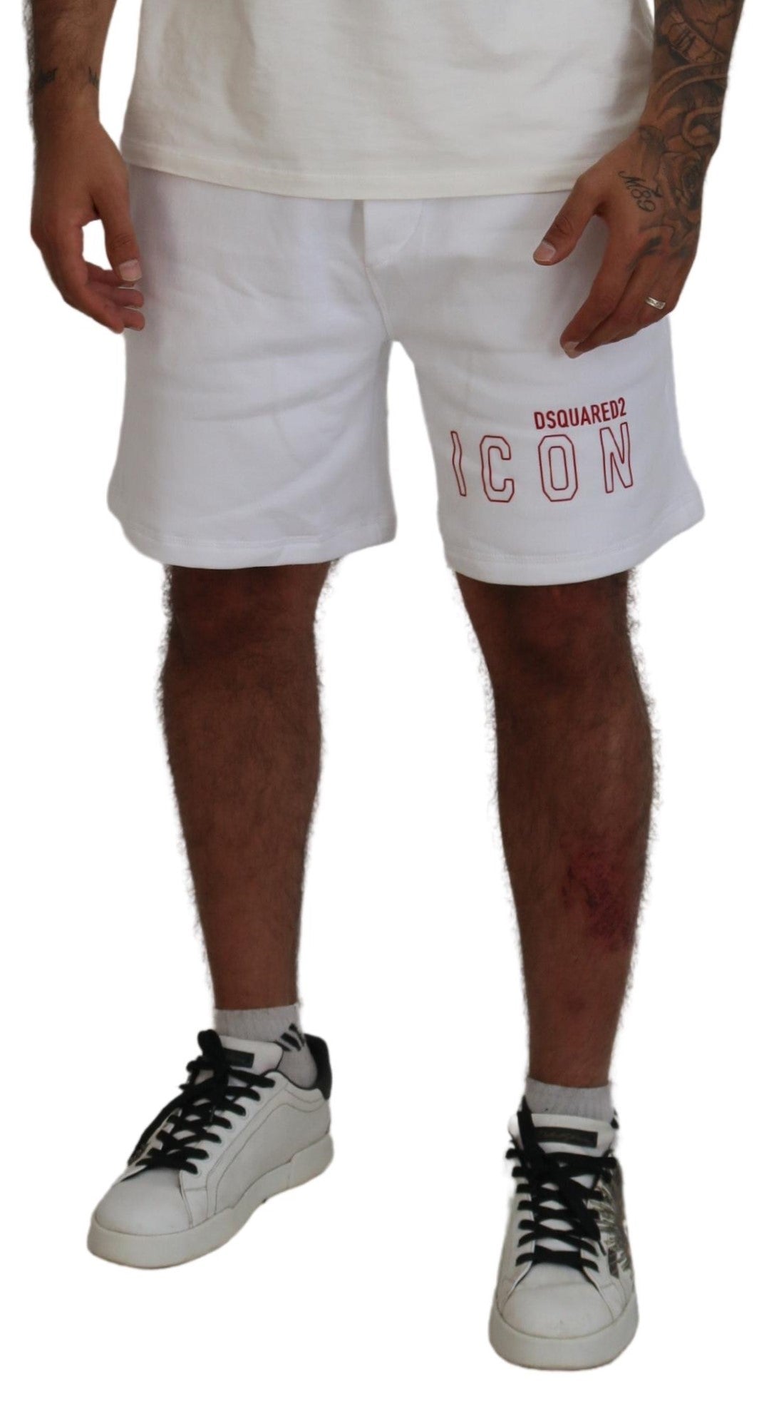 Dsquared² White Printed Pull On Men Casual Bermuda Shorts IT48 | M