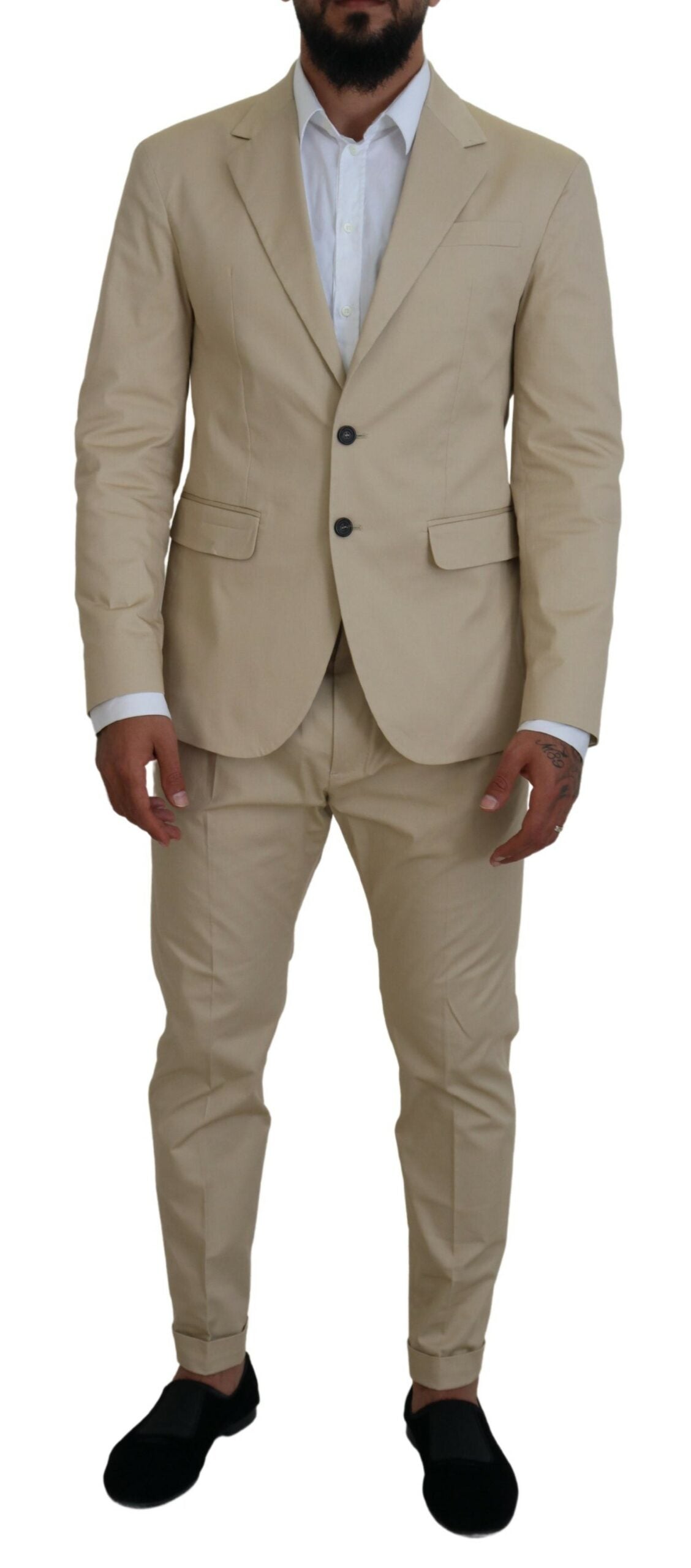 Dsquared² Beige Cotton Single Breasted 2 Piece CIPRO Suit IT48 | M