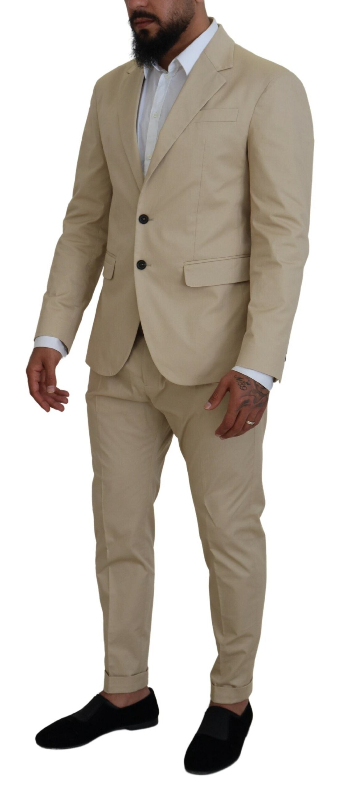 Dsquared² Beige Cotton Single Breasted 2 Piece CIPRO Suit IT48 | M