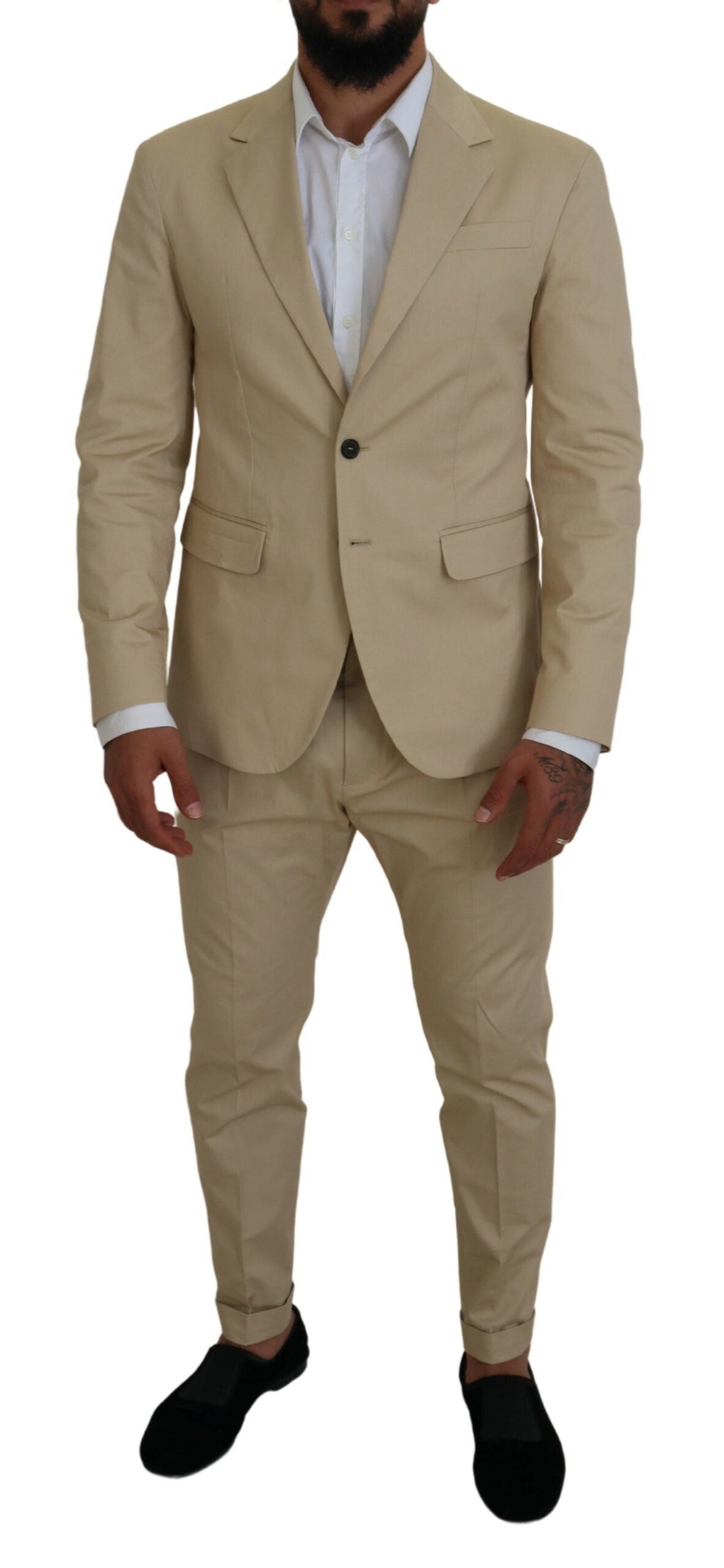 Dsquared² Beige Cotton Single Breasted 2 Piece CIPRO Suit IT48 | M