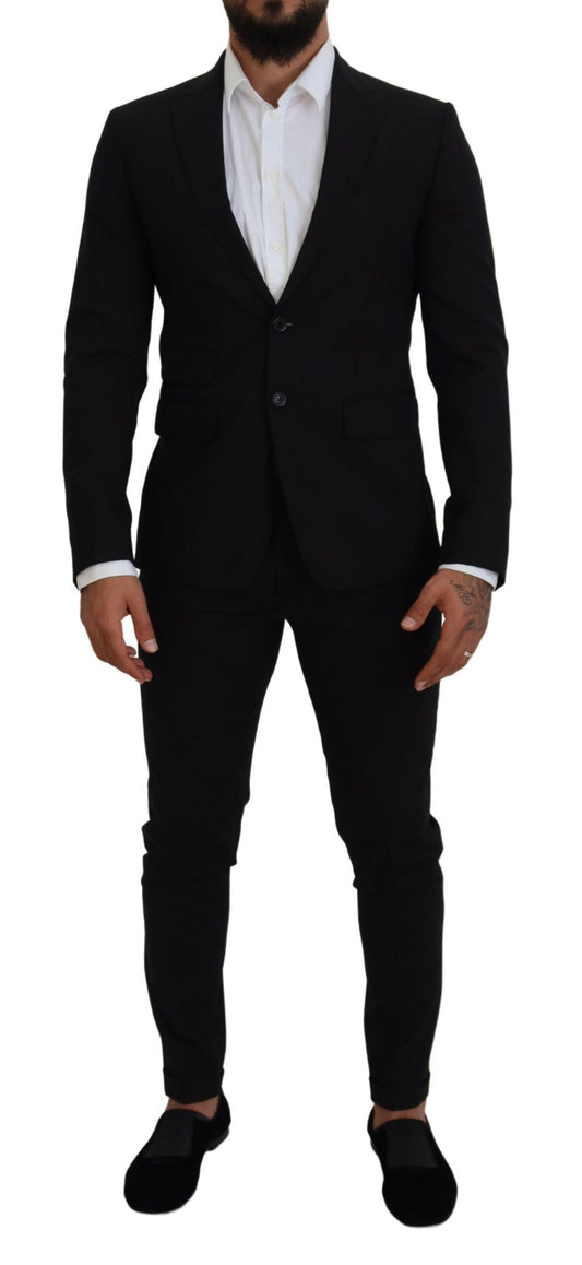 Dsquared² Black Wool Single Breasted 2 Piece LONDON Suit IT48 | M