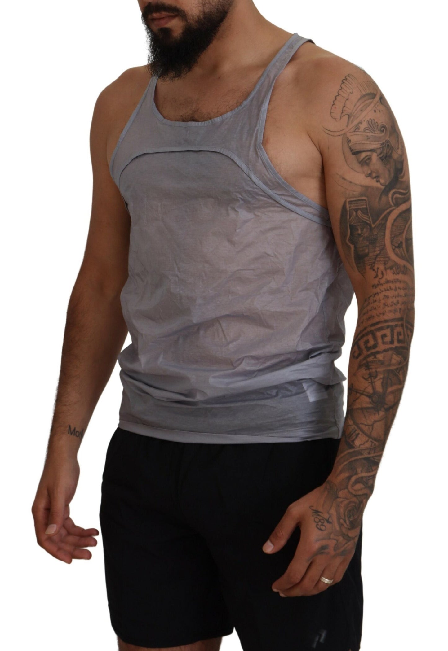 Dsquared² Light Gray Cotton Sleeveless Tank Men Top T-shirt