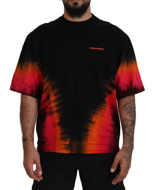 Dsquared² Black Orange Cotton Short Sleeves Crewneck T-shirt IT48 | M