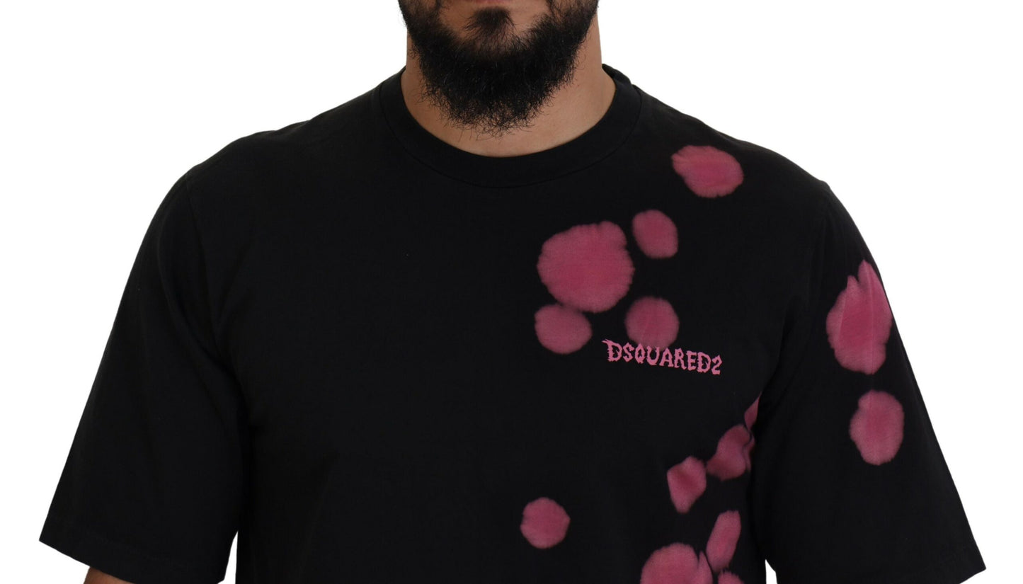 Dsquared² Black Pink Cotton Short Sleeves Crewneck T-shirt IT48 | M