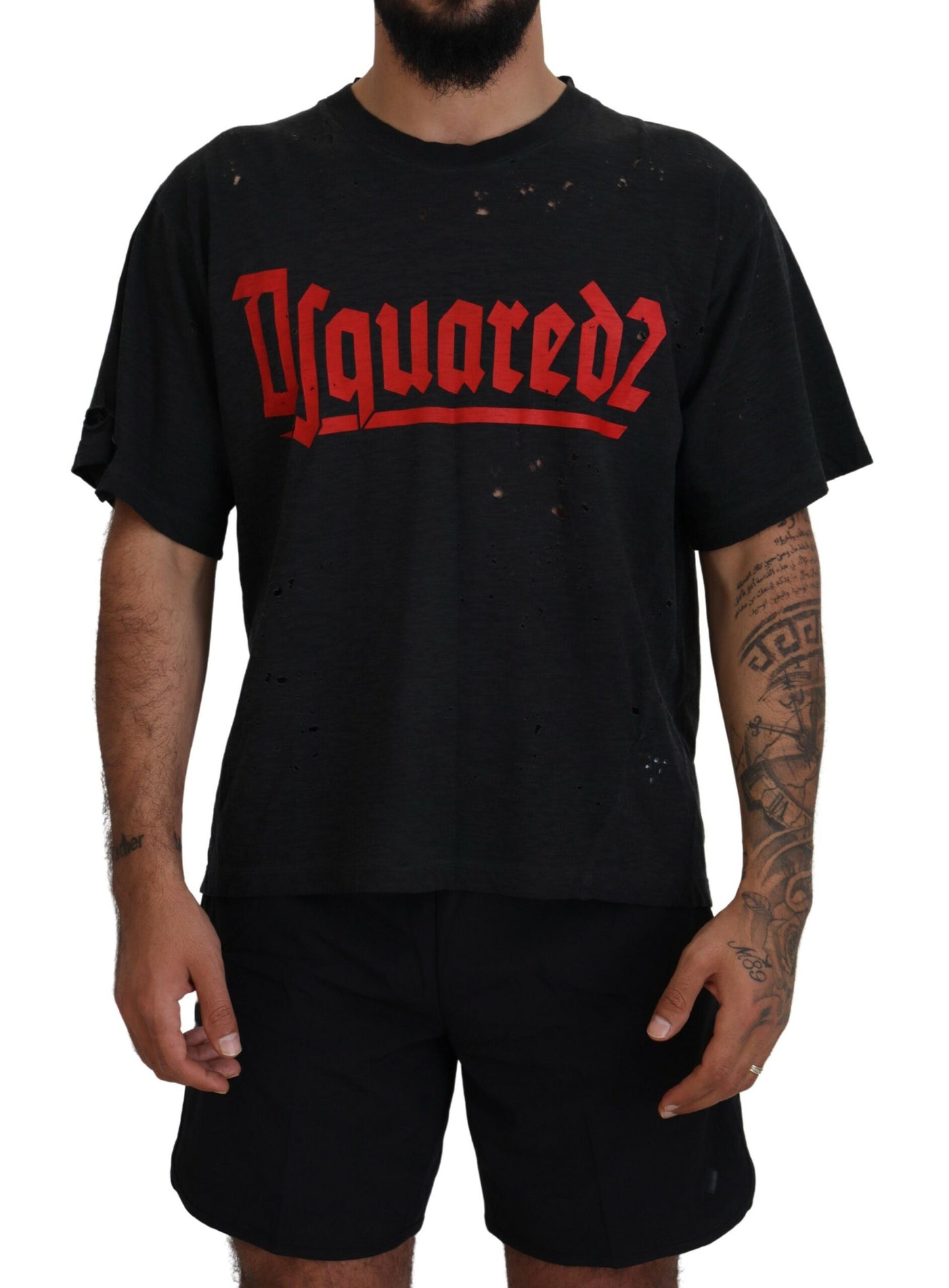 Dsquared² Black Cotton Short Sleeves Crewneck T-shirt IT48 | M