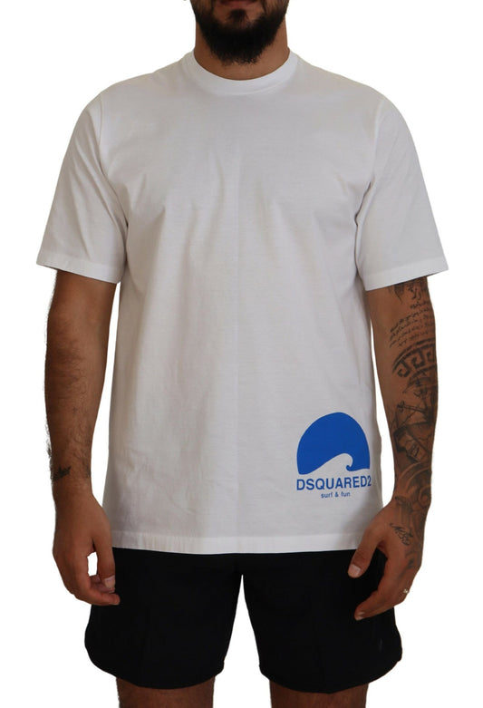 Dsquared² White Cotton Short Sleeves Crewneck T-shirt IT48 | M