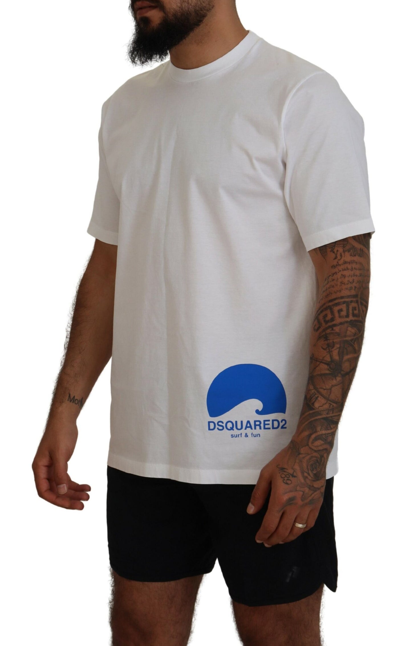 Dsquared² White Cotton Short Sleeves Crewneck T-shirt IT48 | M