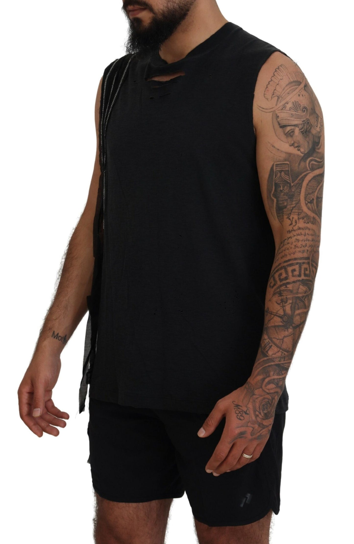 Dsquared² Black Chain Embellished Sleeveless Men Tank T-shirt IT48 | M