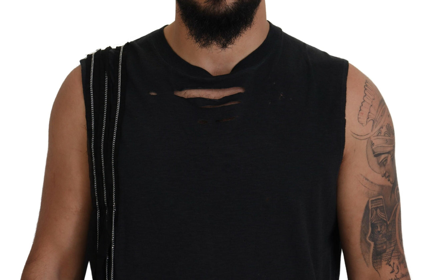 Dsquared² Black Chain Embellished Sleeveless Men Tank T-shirt IT48 | M