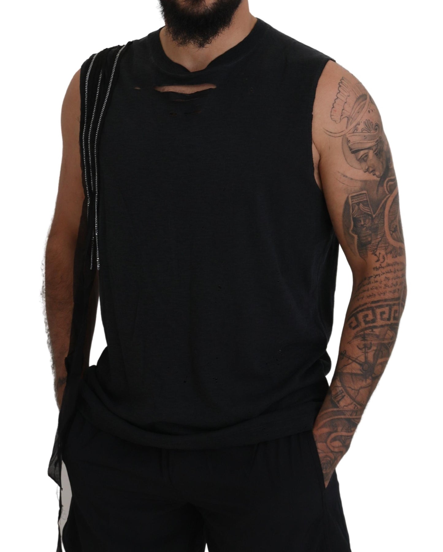 Dsquared² Black Chain Embellished Sleeveless Men Tank T-shirt IT48 | M